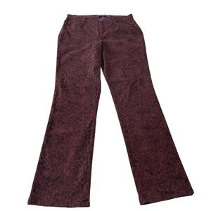 Gloria Vanderbilt Rail Straight Leg Leopard Print Burgundy Pants Size 6